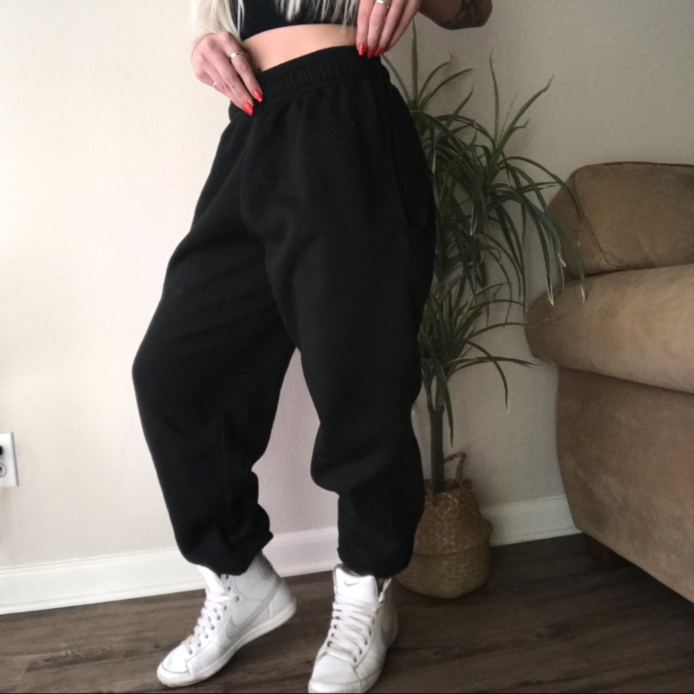 Black Oversized Basic Cuffed Hem Jogger - image 1